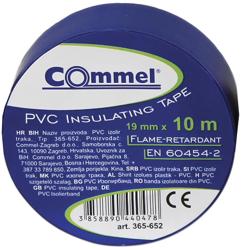 Изолационна лента цвят СИН 0.13мм х 19мм, дължина 10м Commel