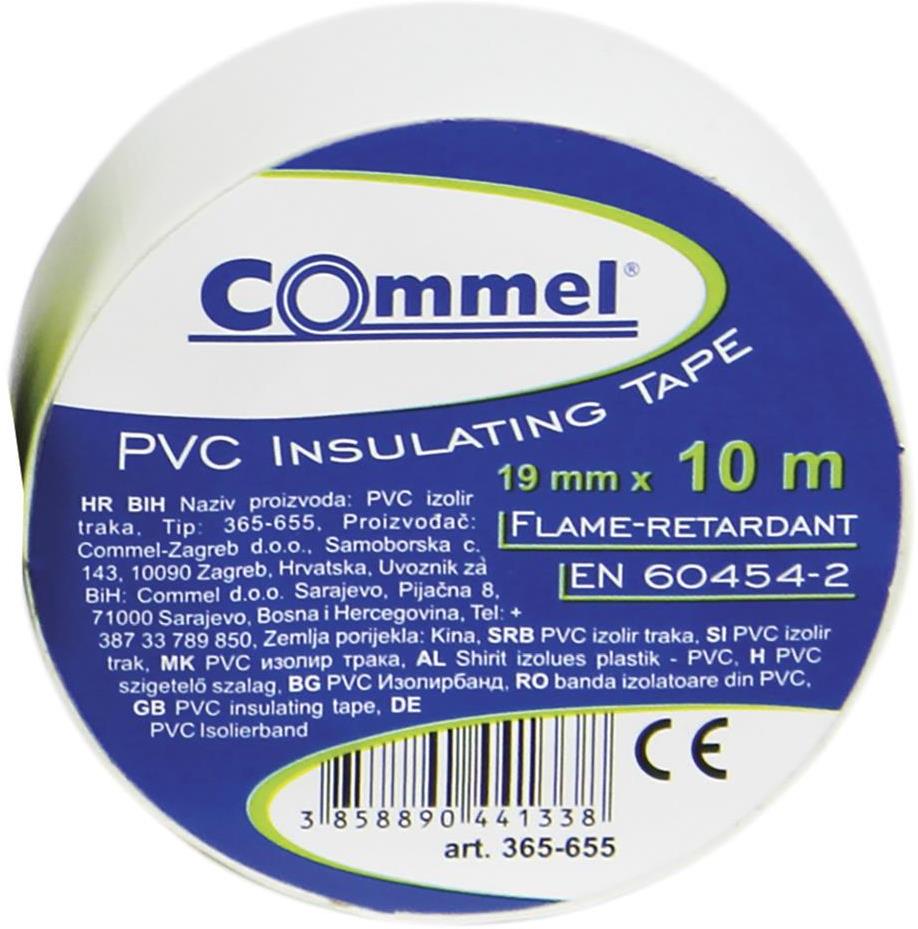 Изолационна лента цвят БЯЛ 0.13мм х 19мм, дължина 10м Commel