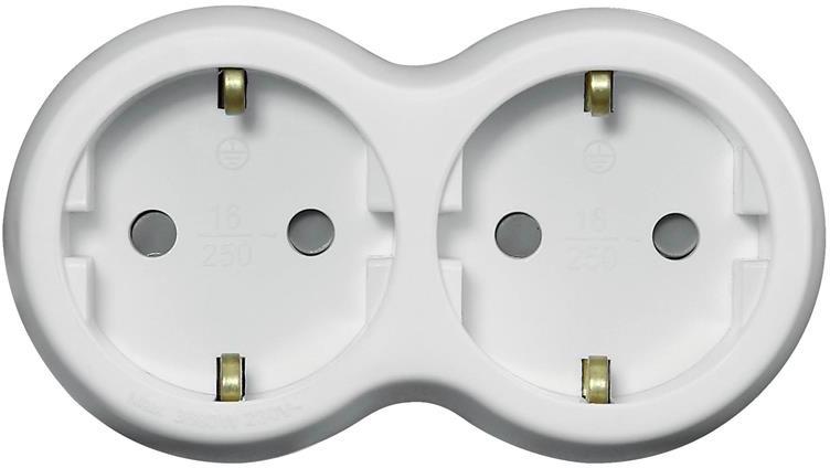 Адаптер за контакт бял 2 х шуко Commel