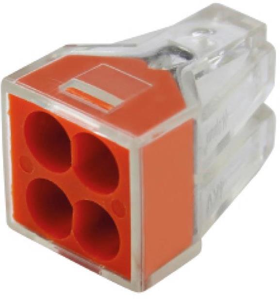Бърза връзка 4х0,75-2,5 mm2 оранжева за твърд проводник (кут. 20 бр.) Commel