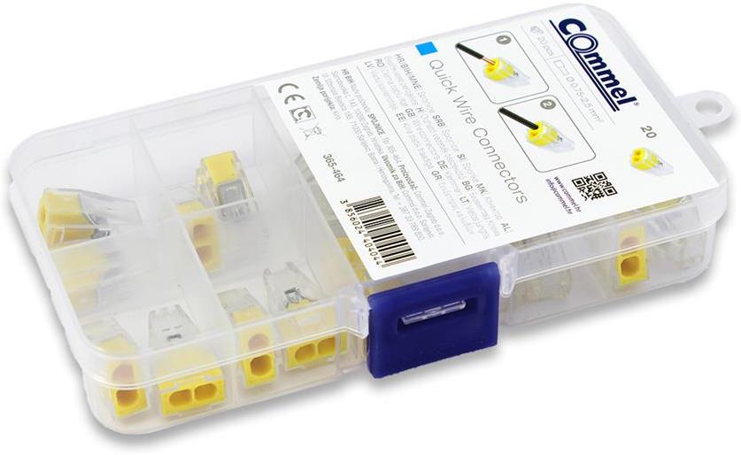 Бърза връзка 2х0,75-2,5 mm2 жълта за твърд проводник (кут. 20 бр.) Commel