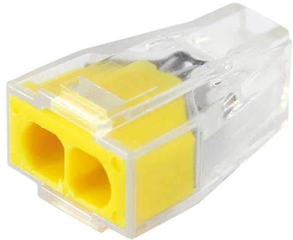 Бърза връзка 2х0,75-2,5 mm2 жълта за твърд проводник (кут. 20 бр.) Commel