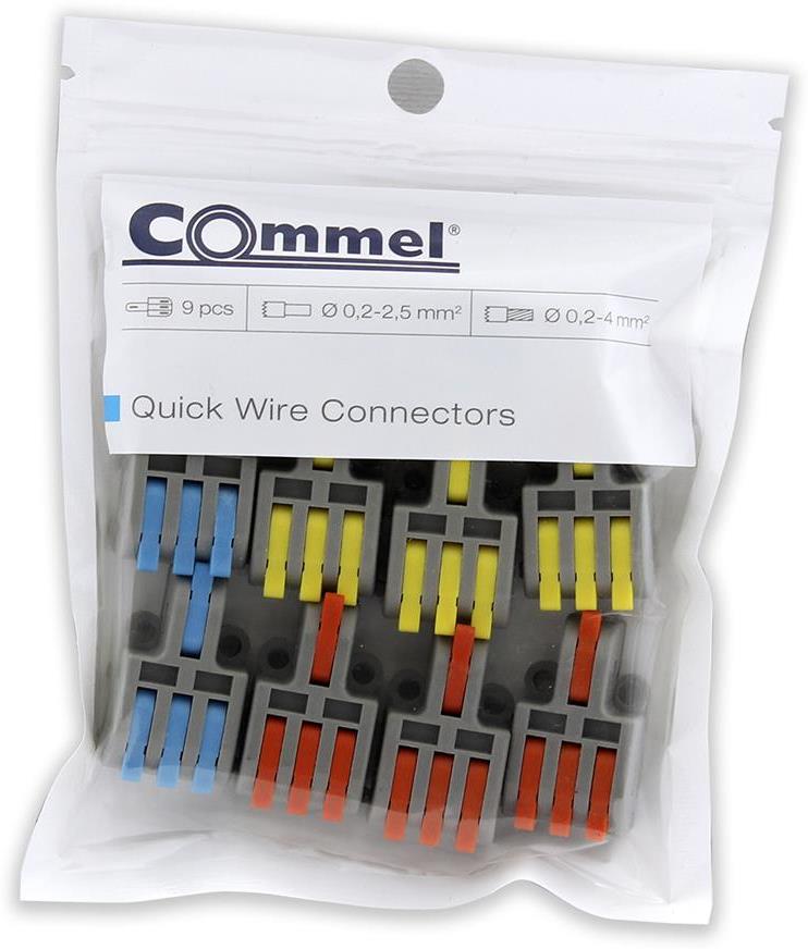 Бърза връзка отваряема 1P/3х0,2-4мм2 за гъвкав/твърд проводник 32A 250V (блист. 9 бр.) Commel