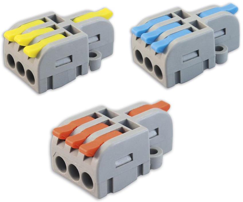 Бърза връзка отваряема 1P/3х0,2-4мм2 за гъвкав/твърд проводник 32A 250V (блист. 9 бр.) Commel