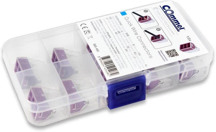 Бърза връзка 6х0,75-2,5 mm2 лилава за твърд проводник (кут. 10 бр.) Commel