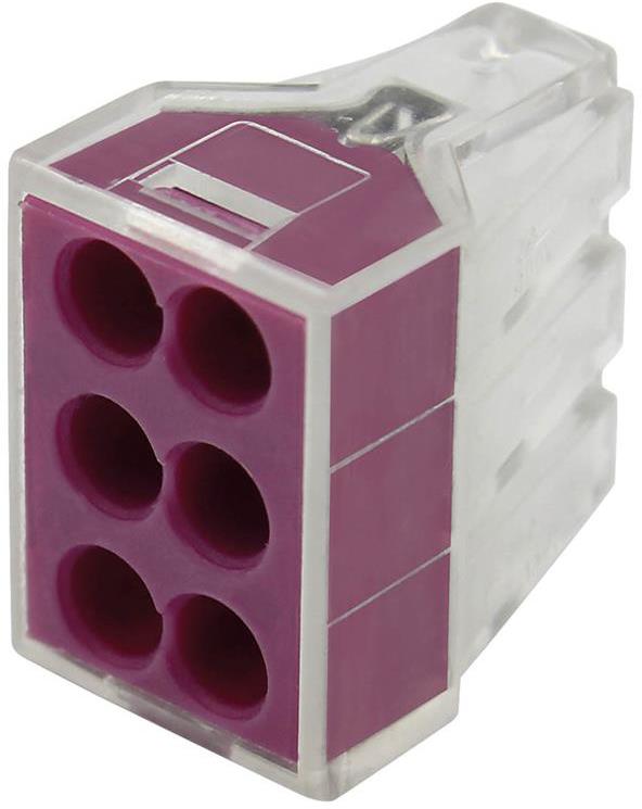Бърза връзка 6х0,75-2,5 mm2 лилава за твърд проводник (кут. 10 бр.) Commel