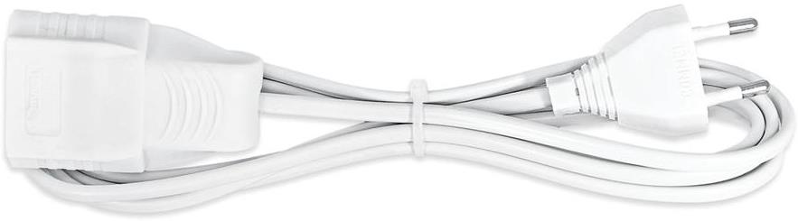 Удължител 2 метра кабел H03VVH2-F 2x0.75мм2 бял Commel