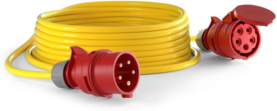 Удължител 10 метра кабел AT N07V3V3-F 5G2.5мм2 жълт IP44 Commel