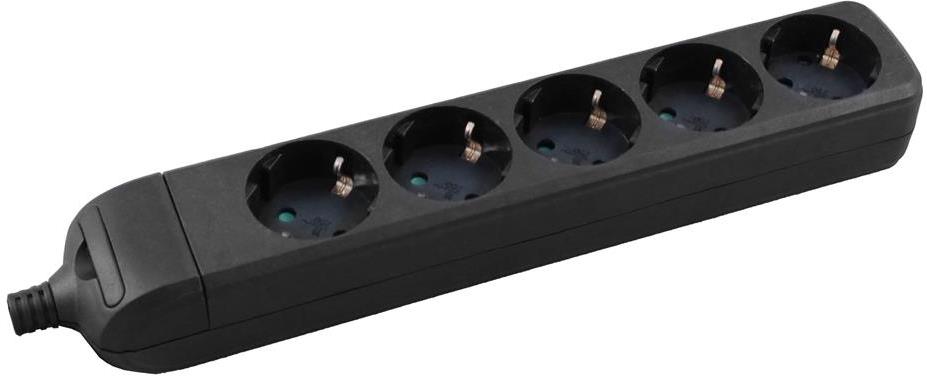 Разклонител ЧЕРЕН 5x2P+E без кабел Commel