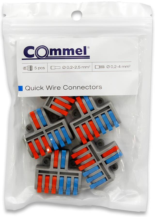 Бърза връзка отваряема 2P/6х0,2-4мм2 за гъвкав/твърд проводник 32A 250V (блист. 5 бр.) Commel