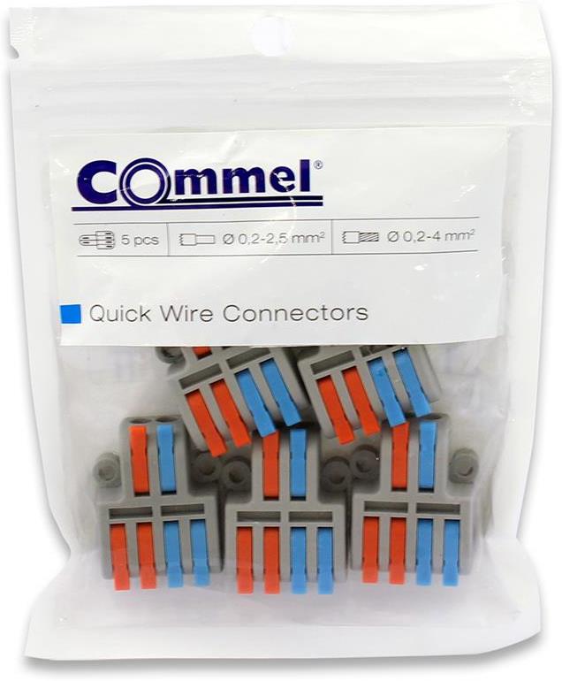 Бърза връзка отваряема 2P/4х0,2-4мм2 за гъвкав/твърд проводник 32A 250V (блист. 5 бр.) Commel