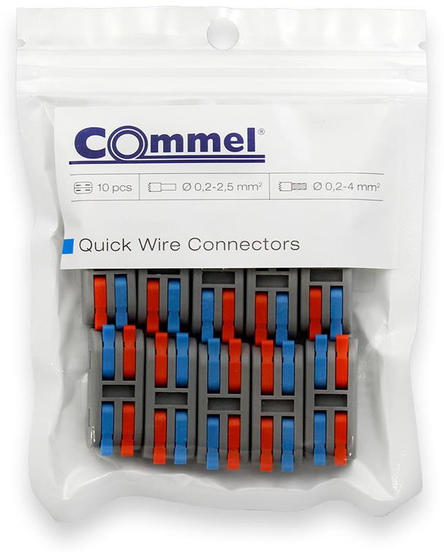 Бърза връзка отваряема 2P/2х0,2-4мм2 за гъвкав/твърд проводник 32A 250V (блист. 10 бр.) Commel