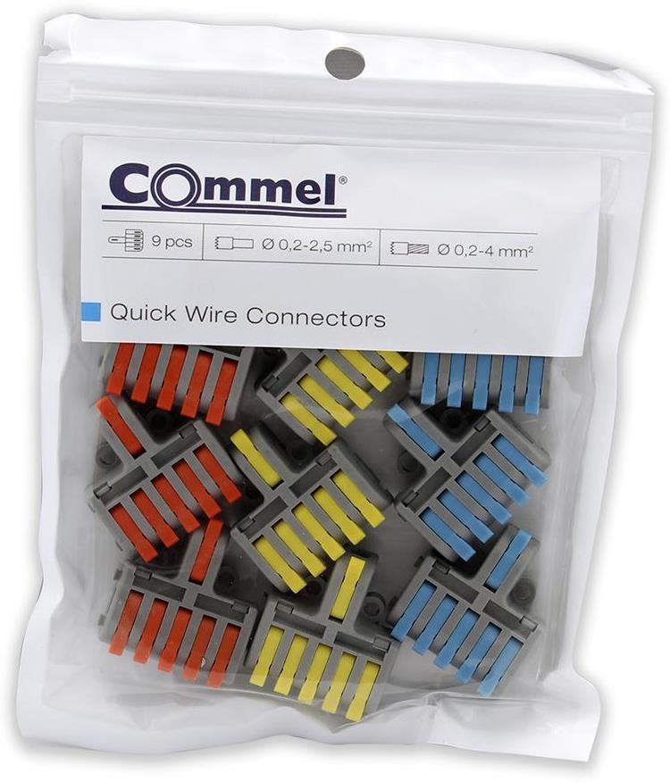 Бърза връзка отваряема 1P/5х0,2-4мм2 за гъвкав/твърд проводник 32A 250V (блист. 9 бр.) Commel
