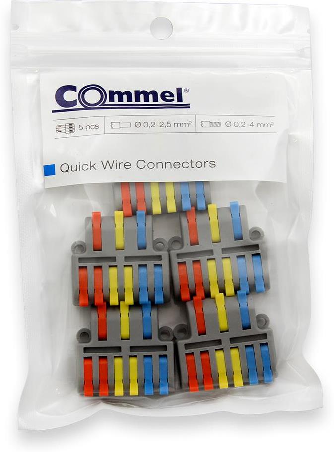 Бърза връзка отваряема 3P/6х0,2-4мм2 за гъвкав/твърд проводник 32A 250V (блист. 5 бр.) Commel