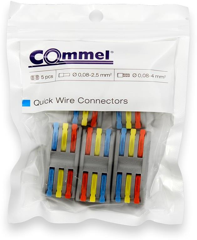 Бърза връзка отваряема 3P/3х0,2-4мм2 за гъвкав/твърд проводник 32A 250V (блист. 5 бр.) Commel