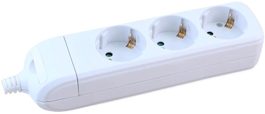 Разклонител БЯЛ 3x2P+E без кабел Commel