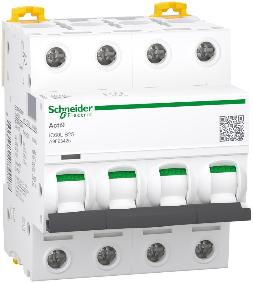 Автоматичен прекъсвач Acti 9 iC60L 4P 25A крива B 15kA SE