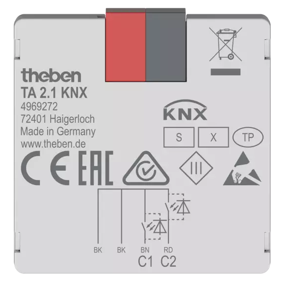 Модул входове TA2.1S 2х канала 40х40mm KNX Theben
