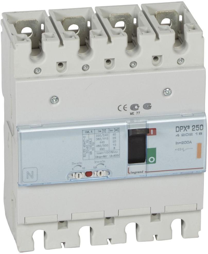 Автомат DPX3 250 TM 4P 200A 25кA регулируем (In x 0.8...1) Legrand