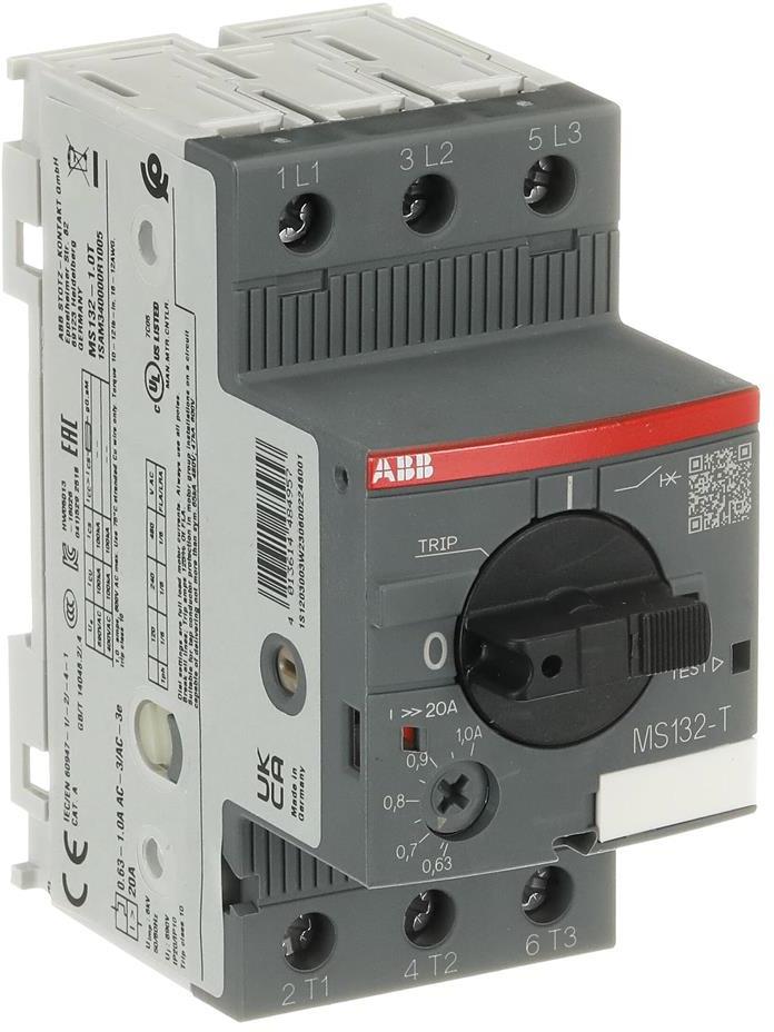 Моторна защита MS132 0.25kW TM 0.63-1A 100kA ABB