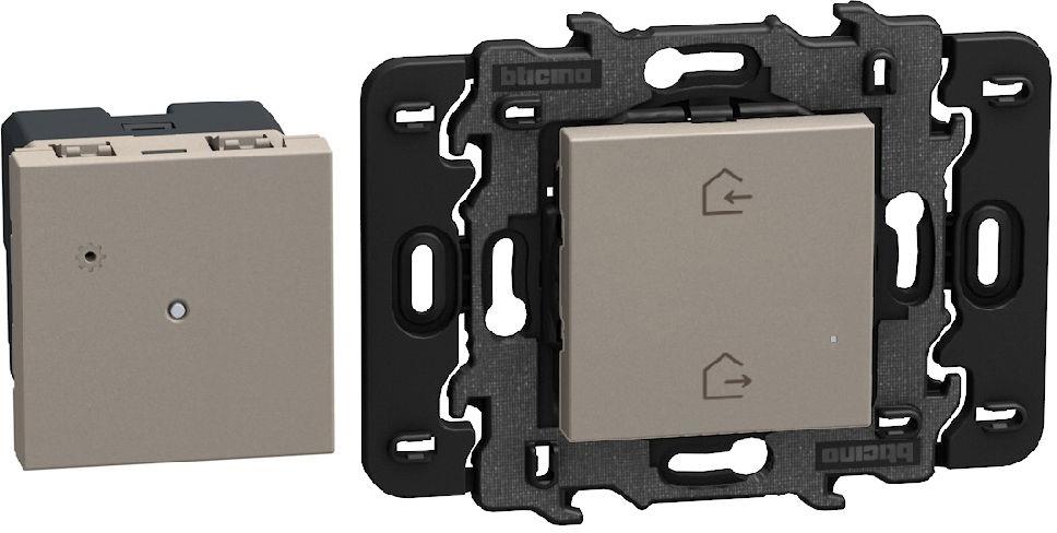 Стартов пакет (Gateway 2 мод. + Master ключ БЕЗжичен с носеща рамка) Smart с Netatmo цвят Камък Light Now Bticino