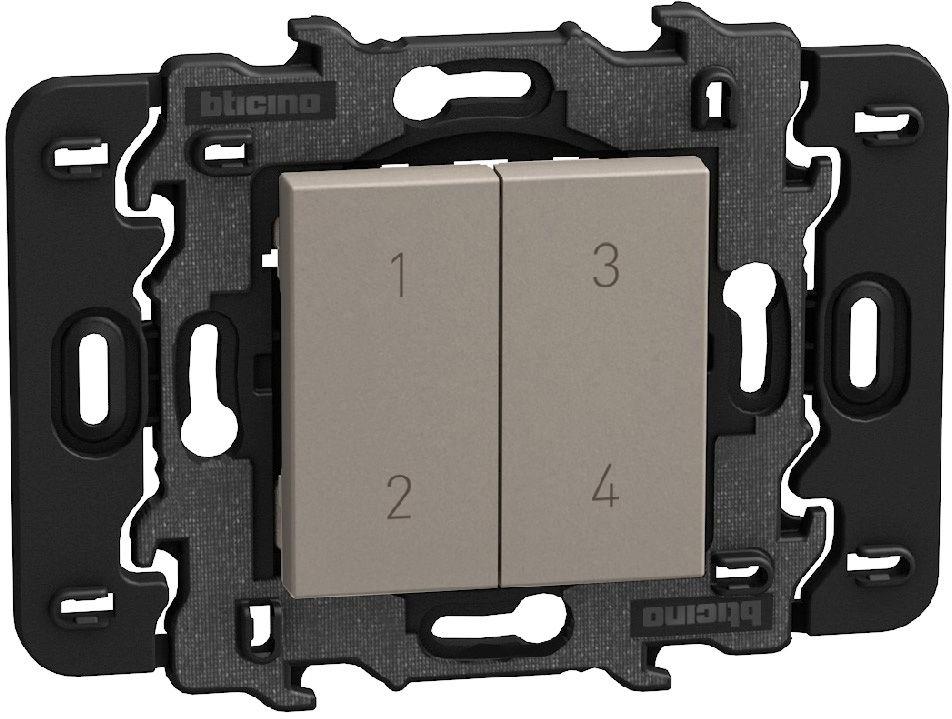 Ключ 4 сцени БЕЗжичен кинетичен с носеща рамка 2 мод. Smart с Netatmo цвят Камък Light Now Bticino