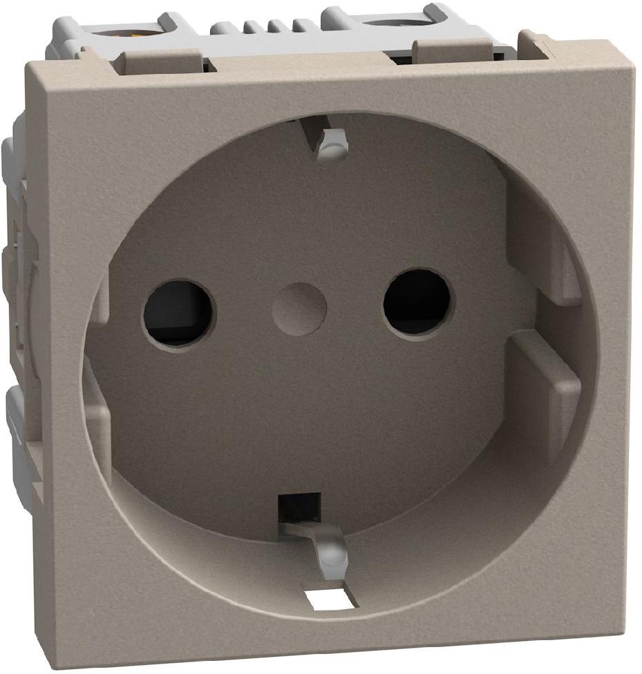 Контакт ШУКО 2P+E 16A с детска защита 2 мод. цвят Камък Light Now Bticino