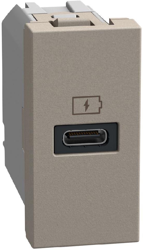 Розетка USB за зареждане тип C Power Delivery 20W 1 мод. цвят Камък Light Now Bticino