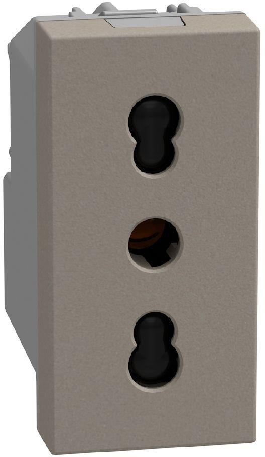 Контакт ИТАЛИАНСКИ стандарт 2P+Е 16A с детска защита 1 мод. цвят Камък Light Now Bticino