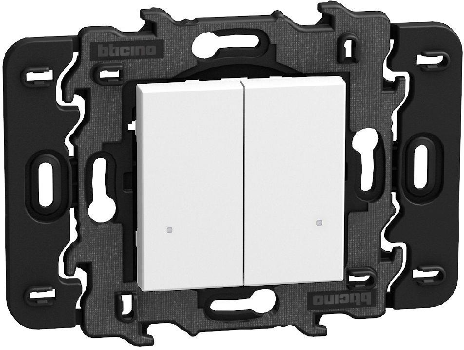 Ключ 2 канала БЕЗжичен с носеща рамка 2 мод. Smart с Netatmo цвят Бял Light Now Bticino