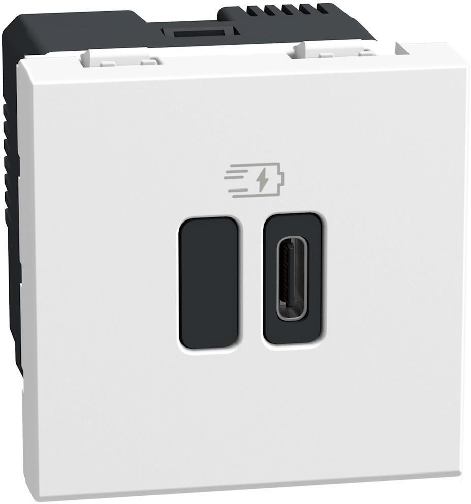 Розетка USB за зареждане тип C Power Delivery 45W 2 мод. цвят Бял Light Now Bticino