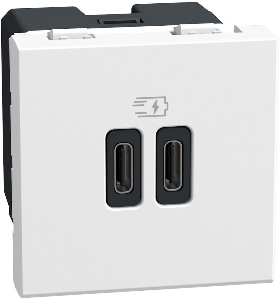 Розетка 2xUSB за зареждане тип C+C 3A 30W 2 мод. цвят Бял Light Now Bticino