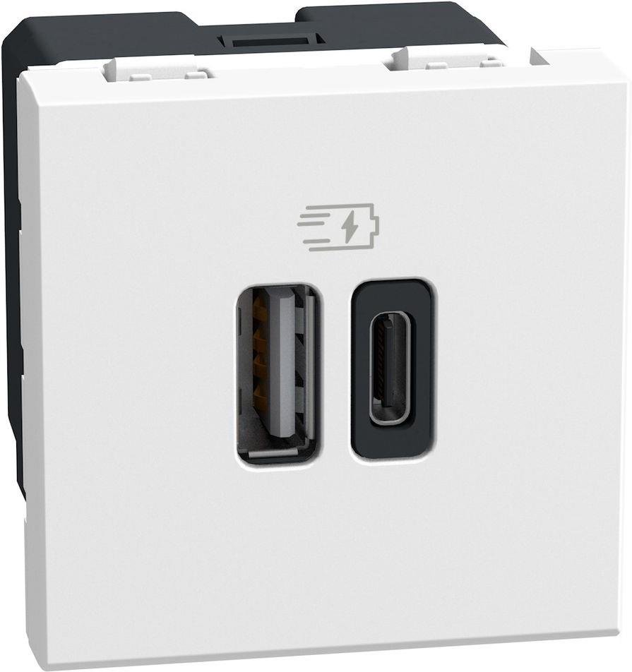 Розетка 2xUSB за зареждане тип A+C 3A 15W 2 мод. цвят Бял Light Now Bticino