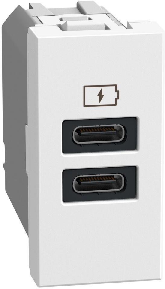 Розетка 2xUSB за зареждане тип C+C 3A 15W 1 мод. цвят Бял Light Now Bticino