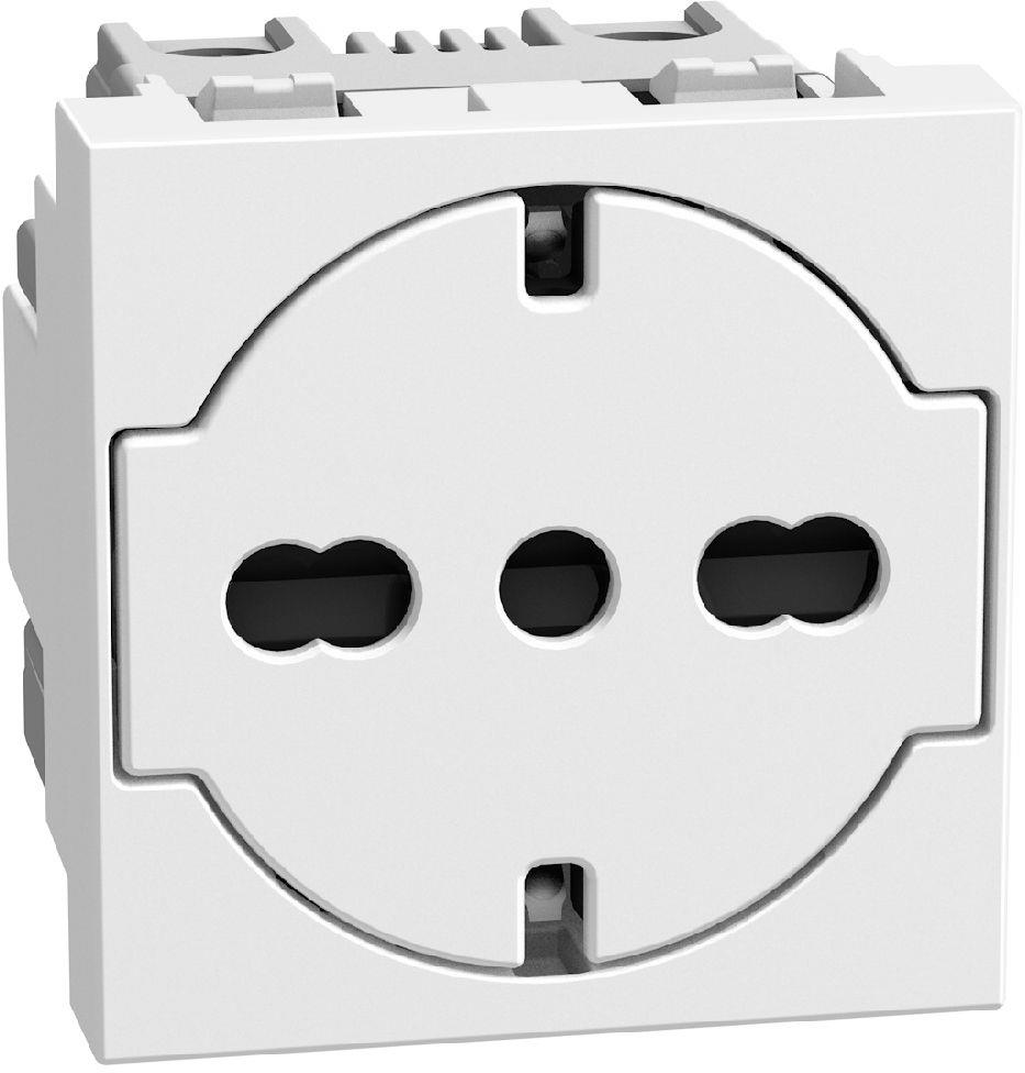 Контакт ШУКО/ИТАЛИАНСКИ стандарт 2P+Е 16A с детска защита 2 мод. цвят Бял Light Now Bticino