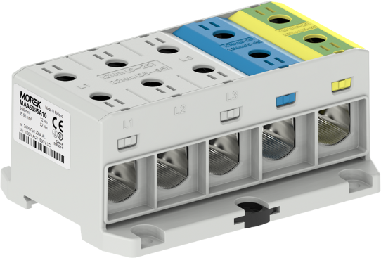 Тунелна клема L/N/E 5P 245A с 10 отвора OTL95-5x 5x1xAl/Cu 6-95mm² 1000V MOREK