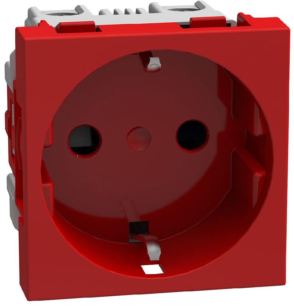 Контакт ШУКО 2P+E 16A с детска защита 2 мод. цвят Червен Light Now Bticino