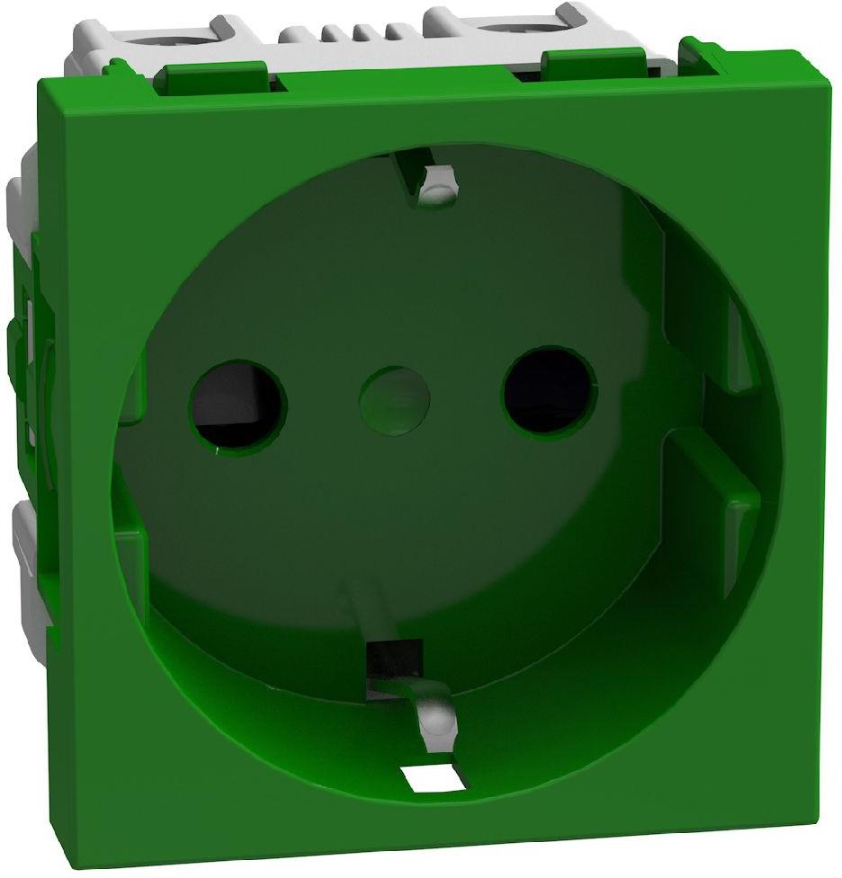 Контакт ШУКО 2P+E 16A с детска защита 2 мод. цвят Зелен Light Now Bticino