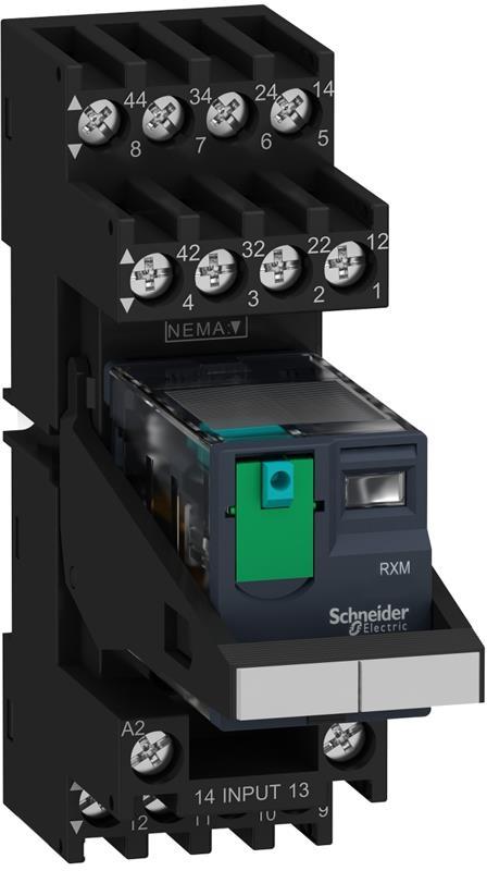 Реле интерфейсно RXM 24 VDC, 6A, 4 превключващ контакт, комплект с цокъл SE