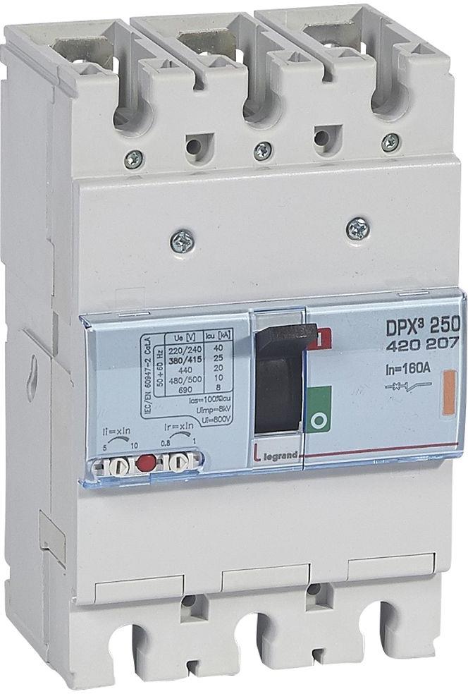 Автомат DPX3 250 TM 3P 160A 25кA регулируем (In x 0.8...1) Legrand