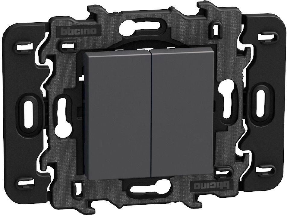 Ключ 2 канала БЕЗжичен кинетичен с носеща рамка 2 мод. Smart с Netatmo цвят Графит Light Now Bticino