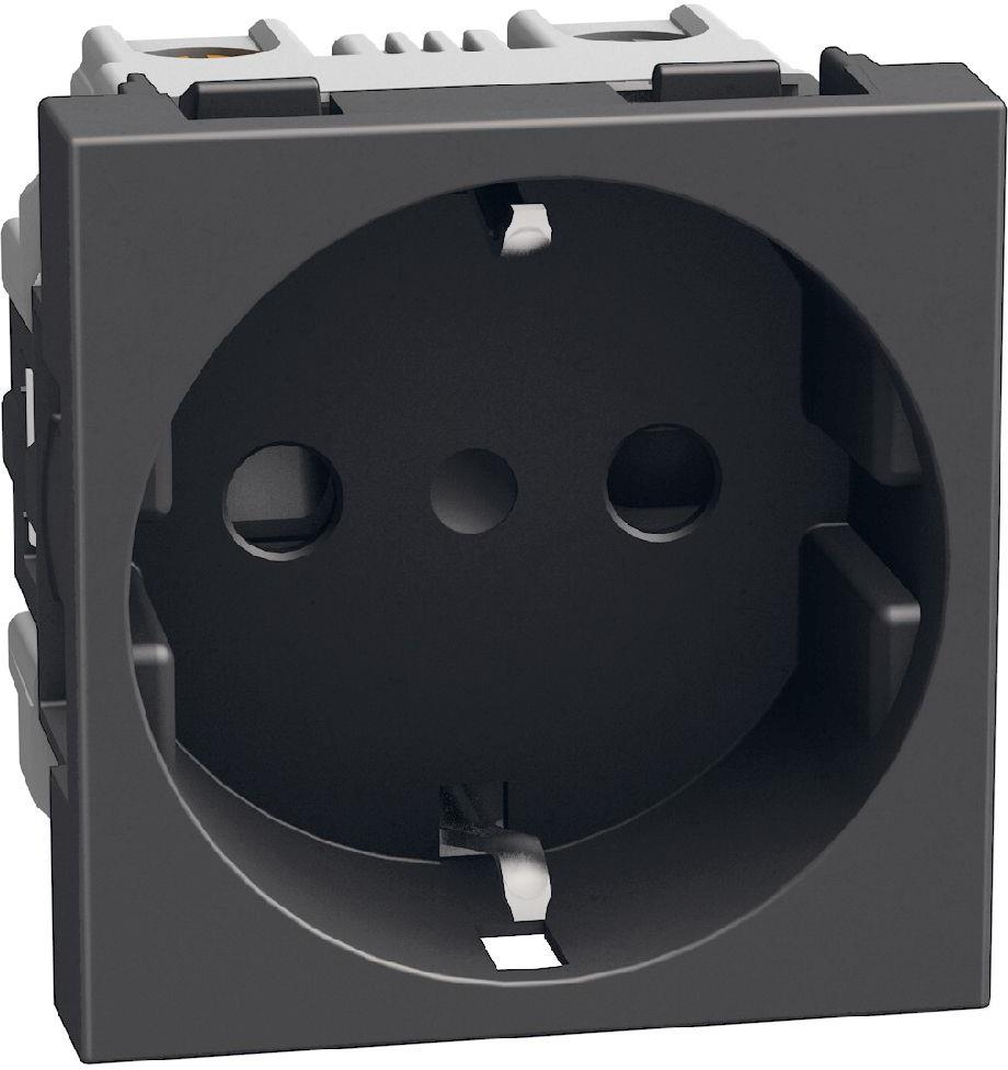 Контакт ШУКО 2P+E 16A с детска защита 2 мод. цвят Графит Light Now Bticino