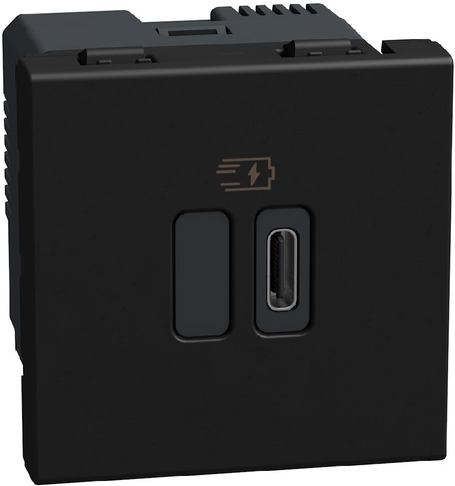 Розетка USB за зареждане тип C Power Delivery 45W 2 мод. цвят Графит Light Now Bticino