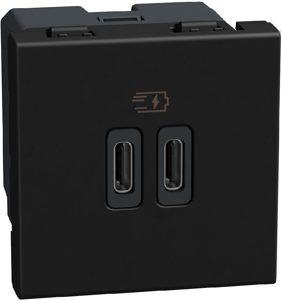 Розетка 2xUSB за зареждане тип C 3A 15W 2 мод. цвят Графит Light Now Bticino