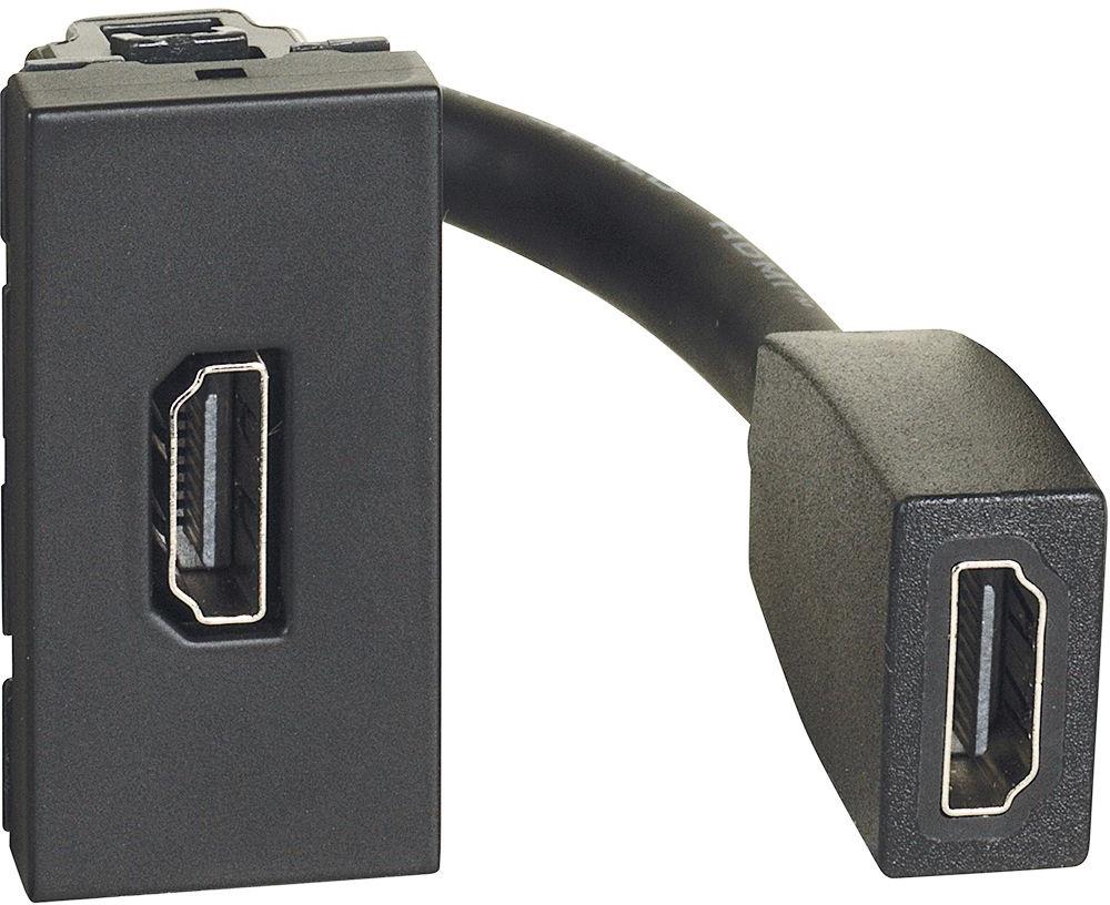 Розетка HDMI с кабел 15см 1 мод. цвят Графит Light Now Bticino