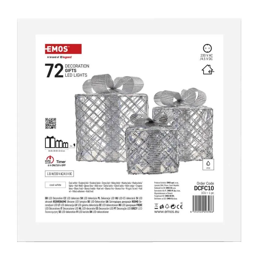 Декорация подарък 15х20х25см LED студена светлина 3 бр. IP20 с таймер FIGURES EMOS