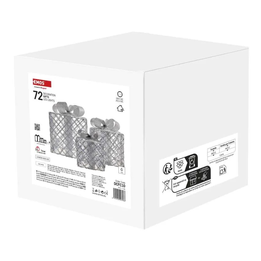 Décoration cadeau 15x20x25cm LED lumière froide 3 pcs. IP20 avec timer FIGURES EMOS, DCFC10
