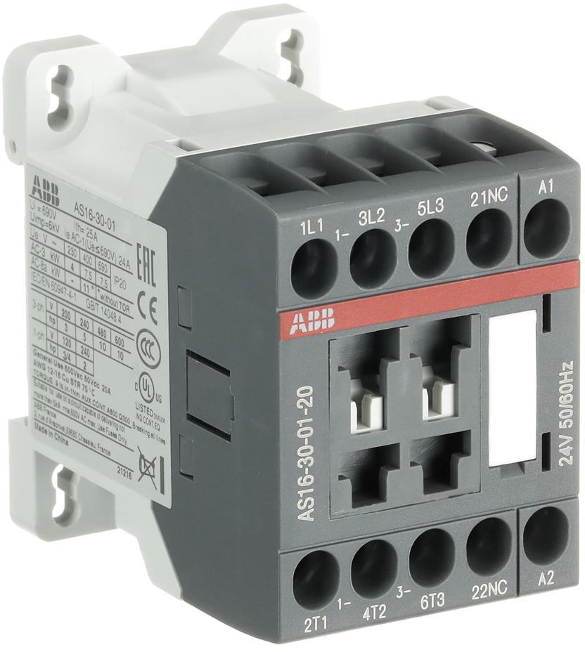 Контактор AS16-30-01 3P 7.5kW (15.5A AC-3) 1NC 24V 50/60Hz ABB