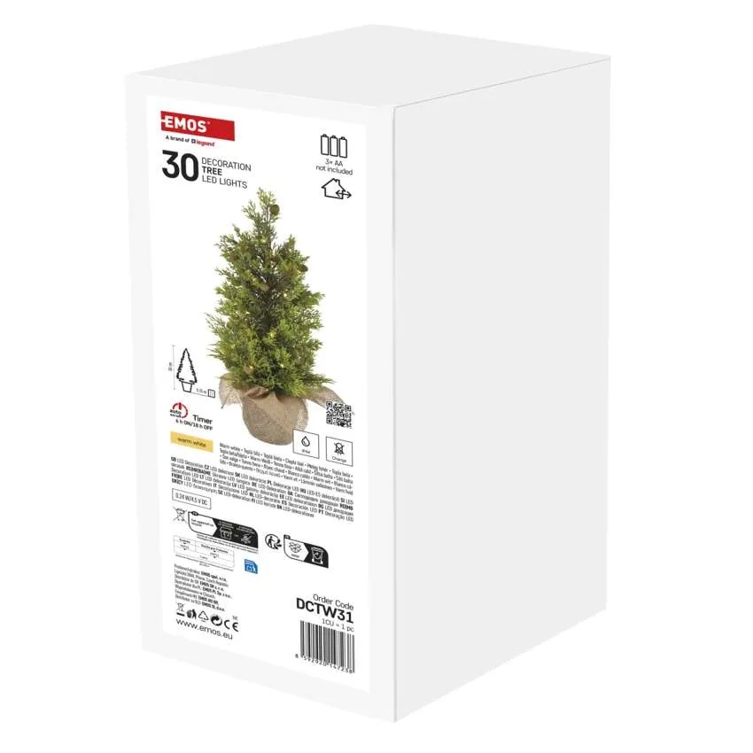 Décoration sapin 50cm LED lumière chaude IP44 avec timer FIGURES EMOS, DCTW31