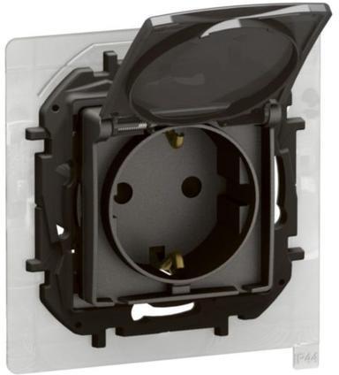 Контакт ШУКО 16A с капак IP44 и детска защита цвят Сив Niloe New Legrand